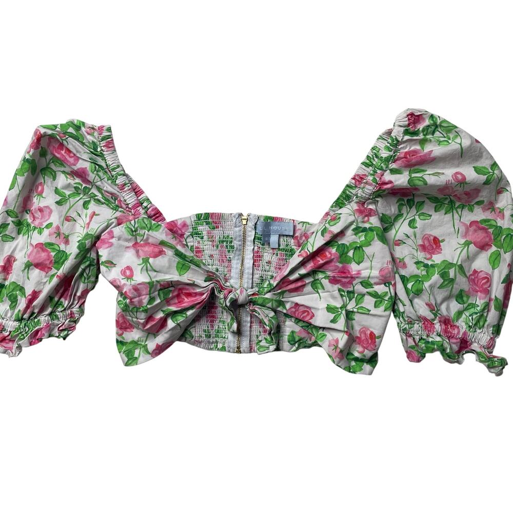 Hill House Isabella Top Pink Floral Puff Sleeve Size Small Coquette Feminine